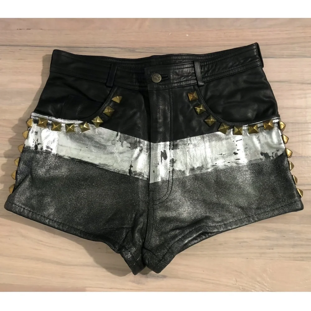 Vintage Rag Union High Waisted Leather Shorts - Picture 2 of 6